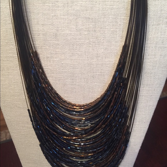 Bronze and Blue beaded Necklace - Picture 4 of 4